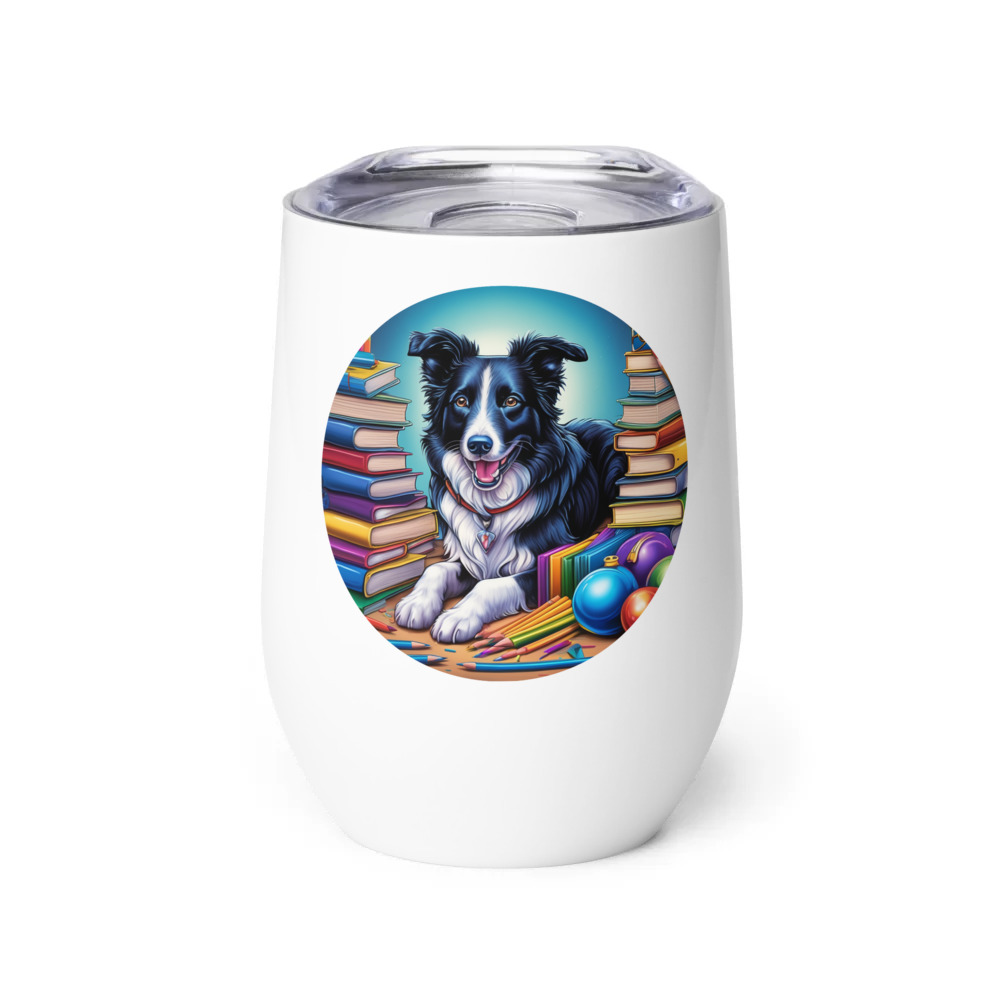 PugMug Custom Border Collie Wine Tumbler