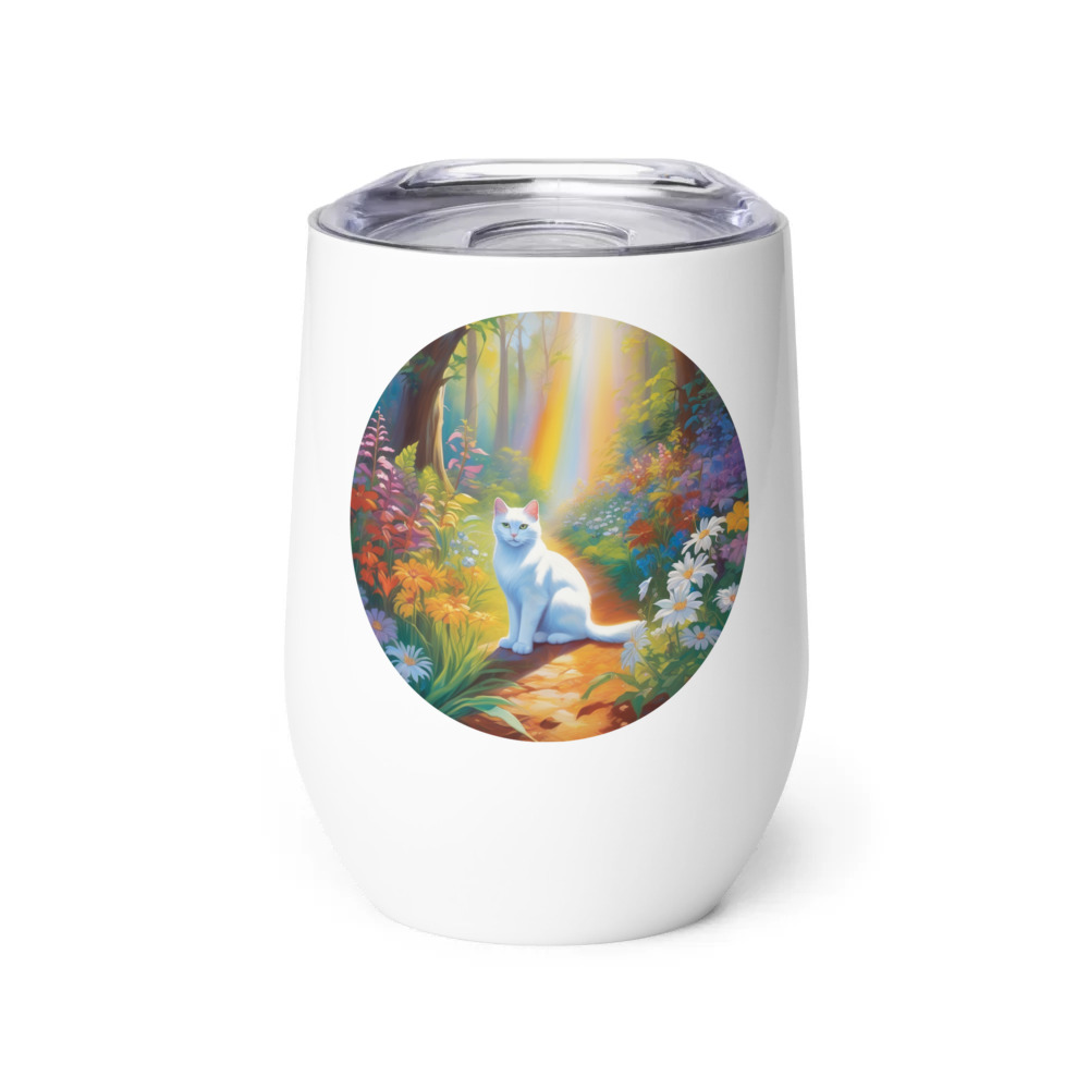 PugMug Custom White Companion Cat Wine Tumbler