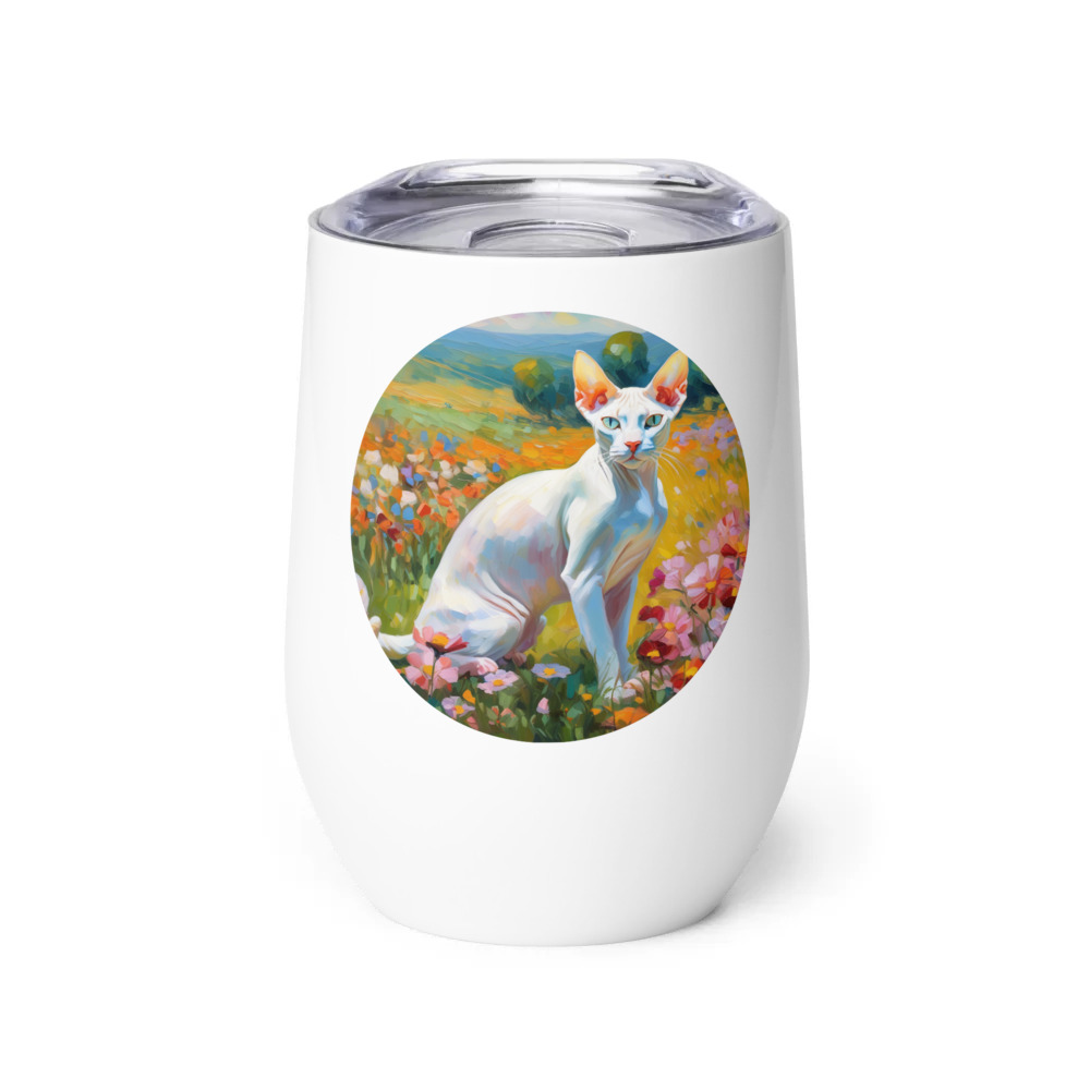 PugMug Custom White Sphynx Cat Wine Tumbler