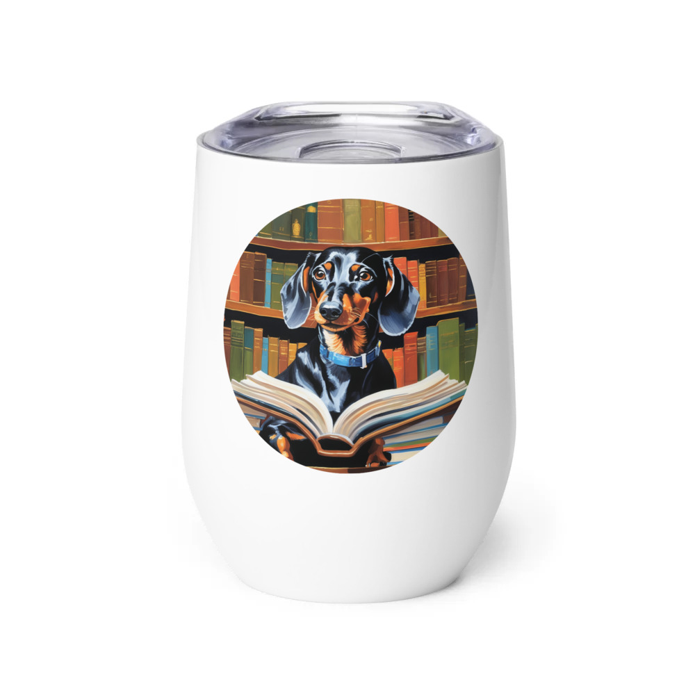 PugMug Custom Black Dachshund Wine Tumbler