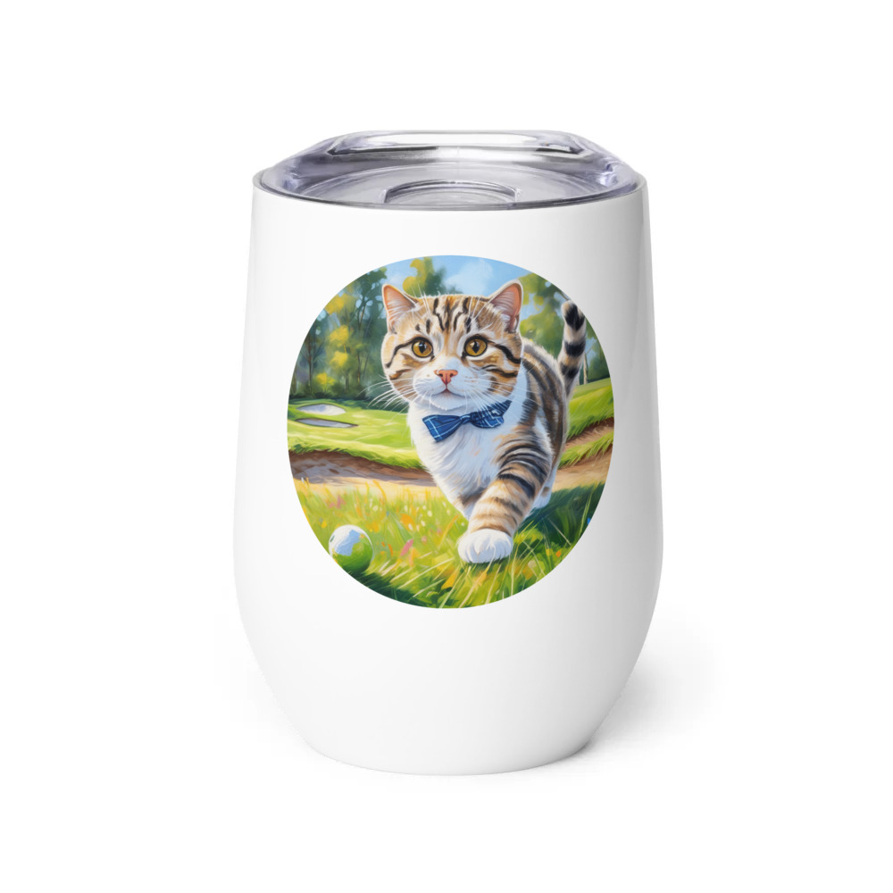 PugMug Custom Tabby Scottish Fold Cat Wine Tumbler
