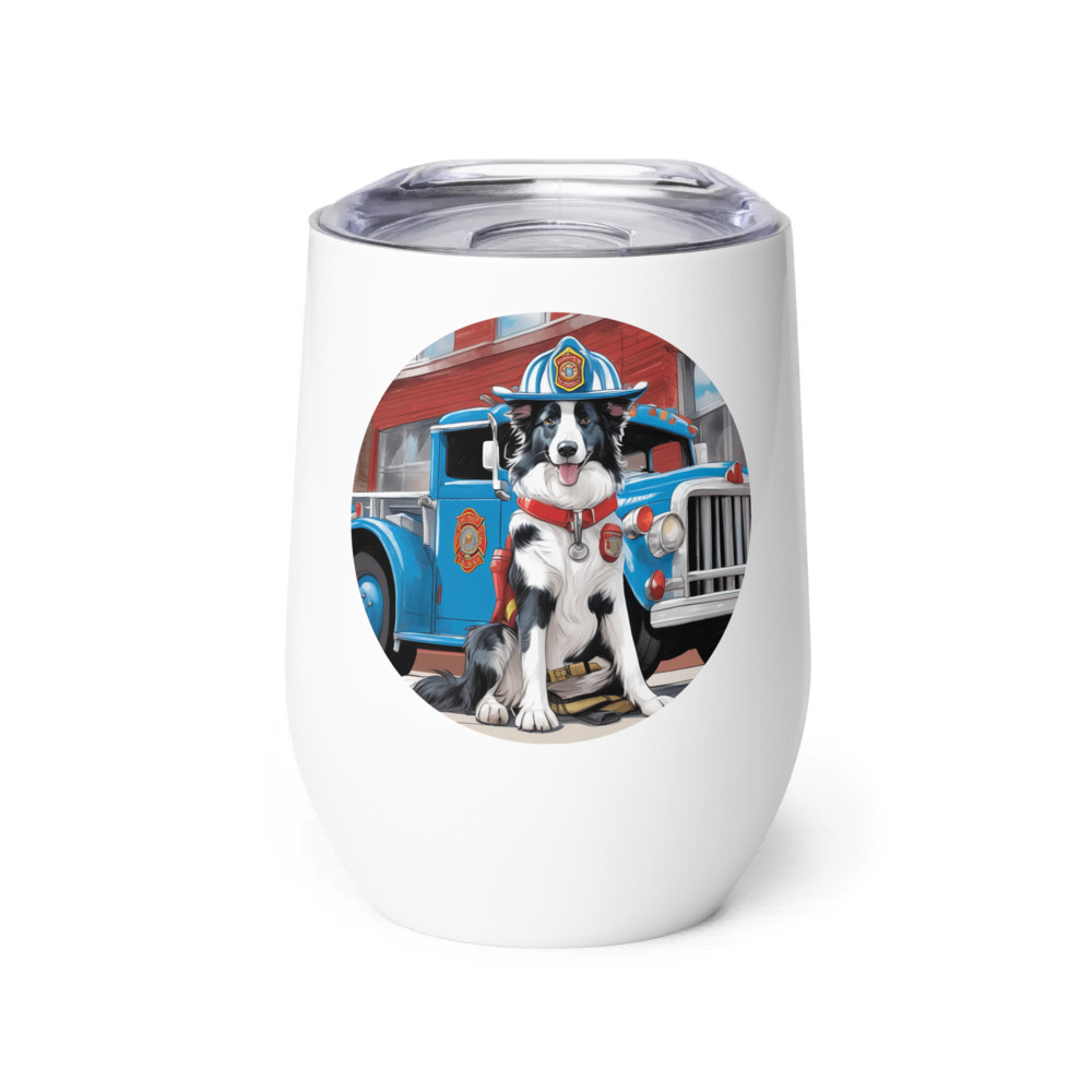 PugMug Custom Blue Merle Border Collie Wine Tumbler