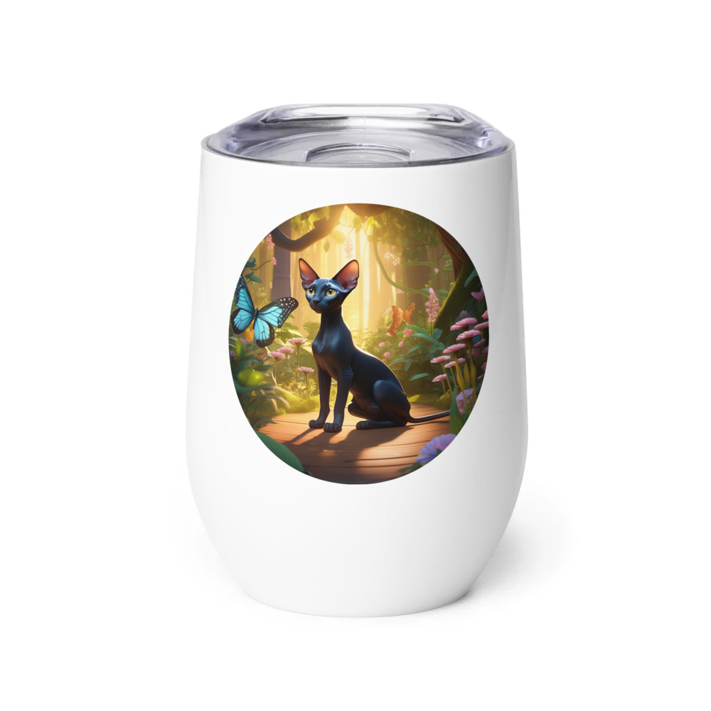 PugMug Custom Black Sphynx Cat Wine Tumbler