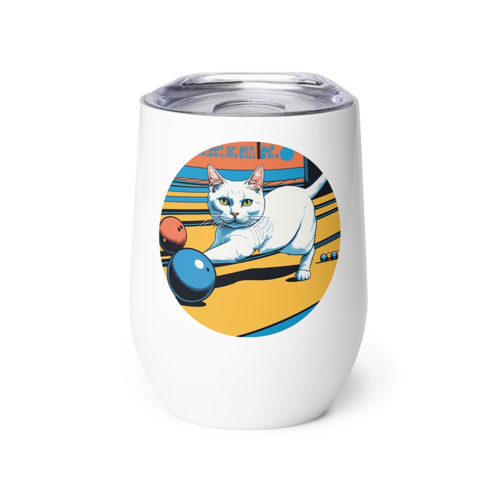 PugMug Custom White Companion Cat Wine Tumbler