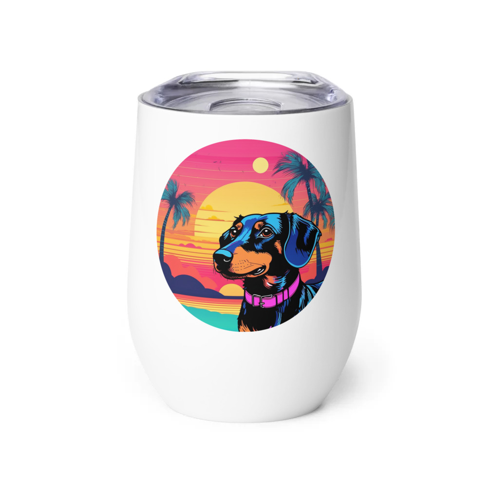 PugMug Custom Black Dachshund Wine Tumbler