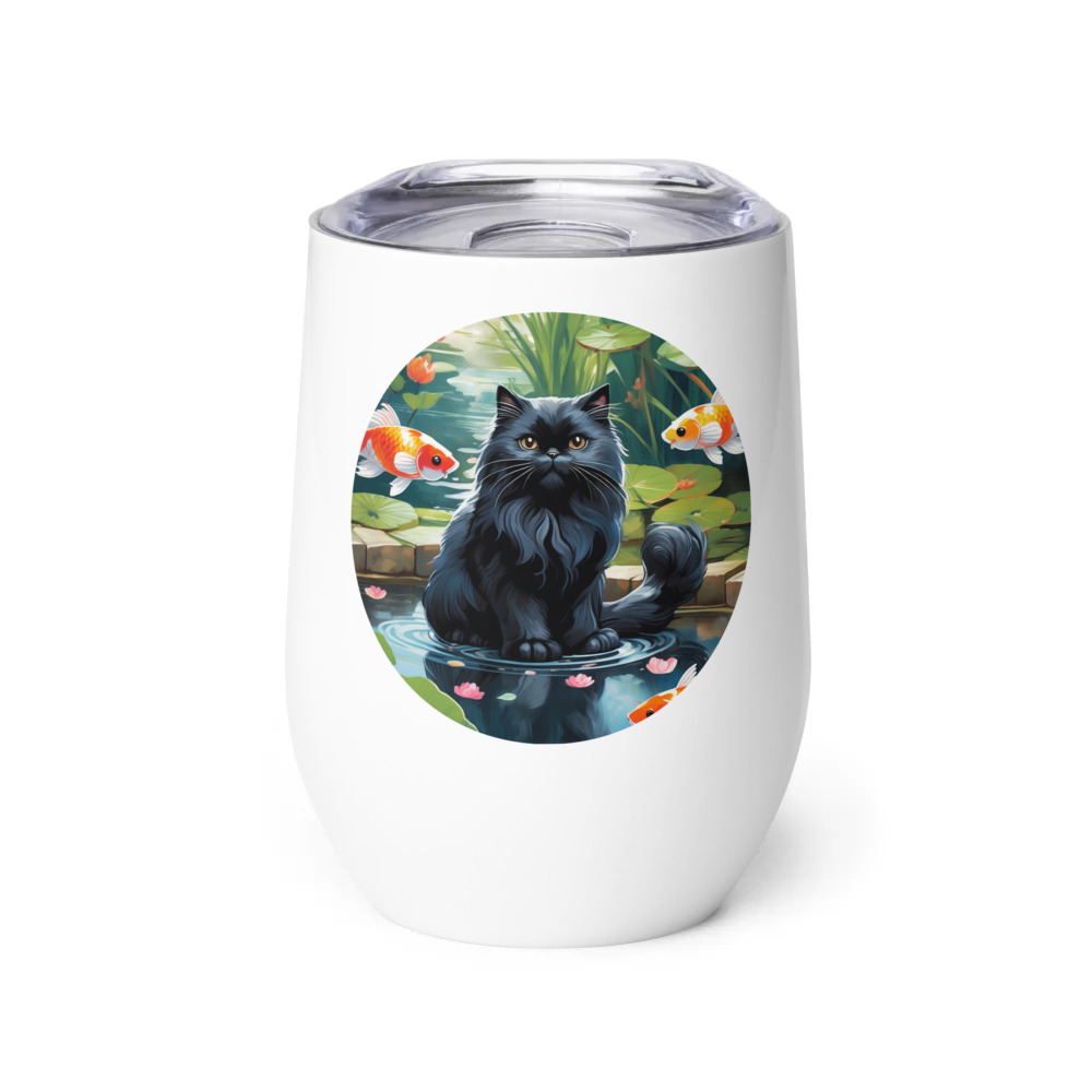 PugMug Custom Black Persian Cat Wine Tumbler