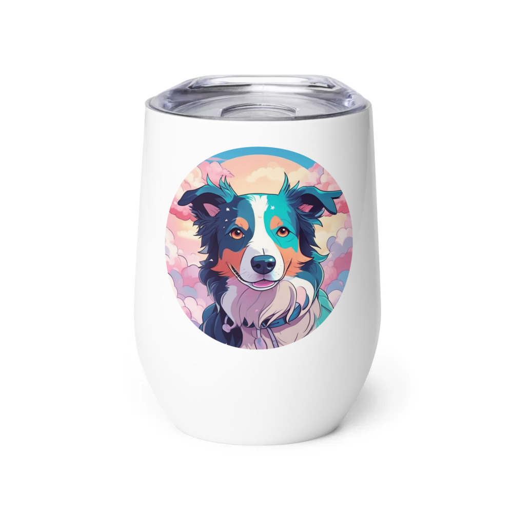 PugMug Custom Border Collie Wine Tumbler
