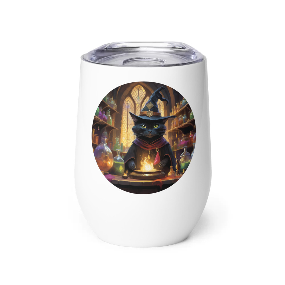 PugMug Custom Black Companion Cat Wine Tumbler