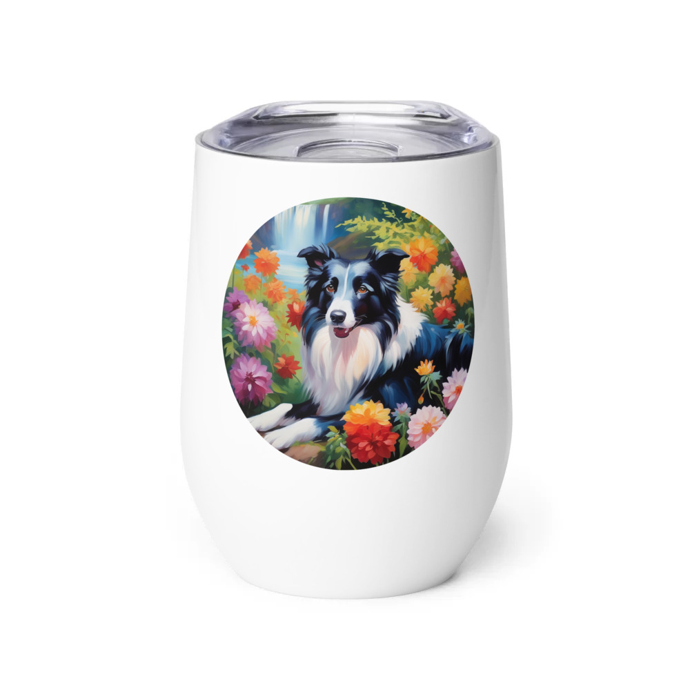 PugMug Custom Border Collie Wine Tumbler
