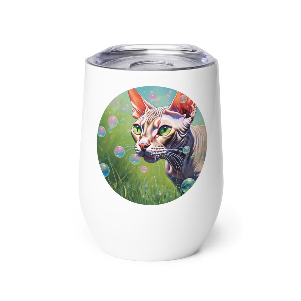 PugMug Custom Tabby Sphynx Cat Wine Tumbler