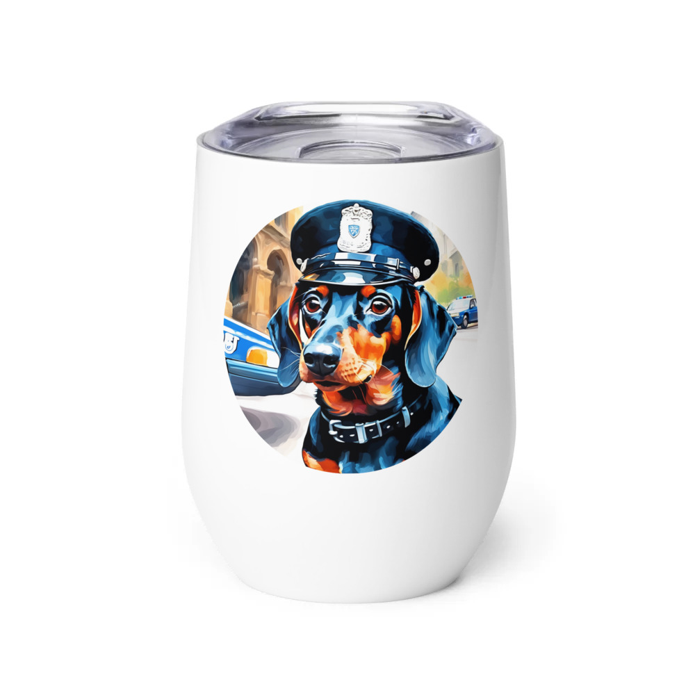 PugMug Custom Black Dachshund Wine Tumbler