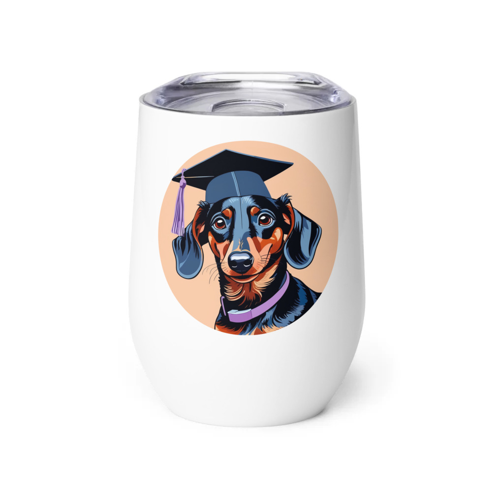 PugMug Custom Black Dachshund Wine Tumbler