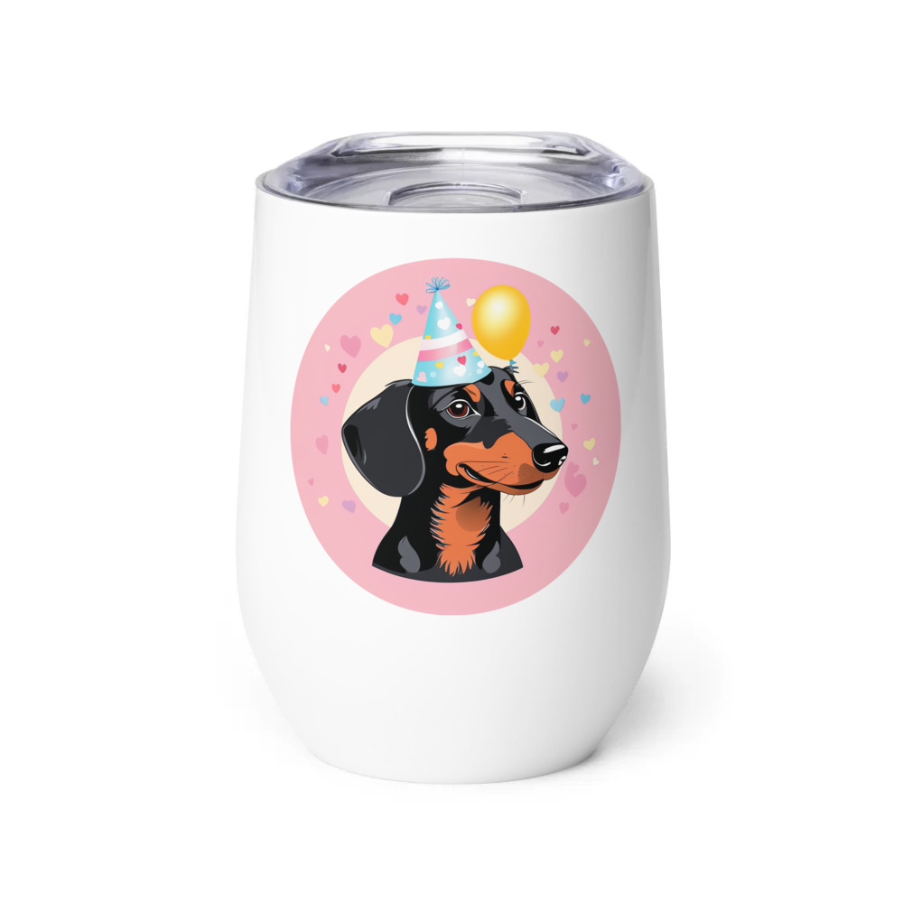 PugMug Custom Black Dachshund Wine Tumbler