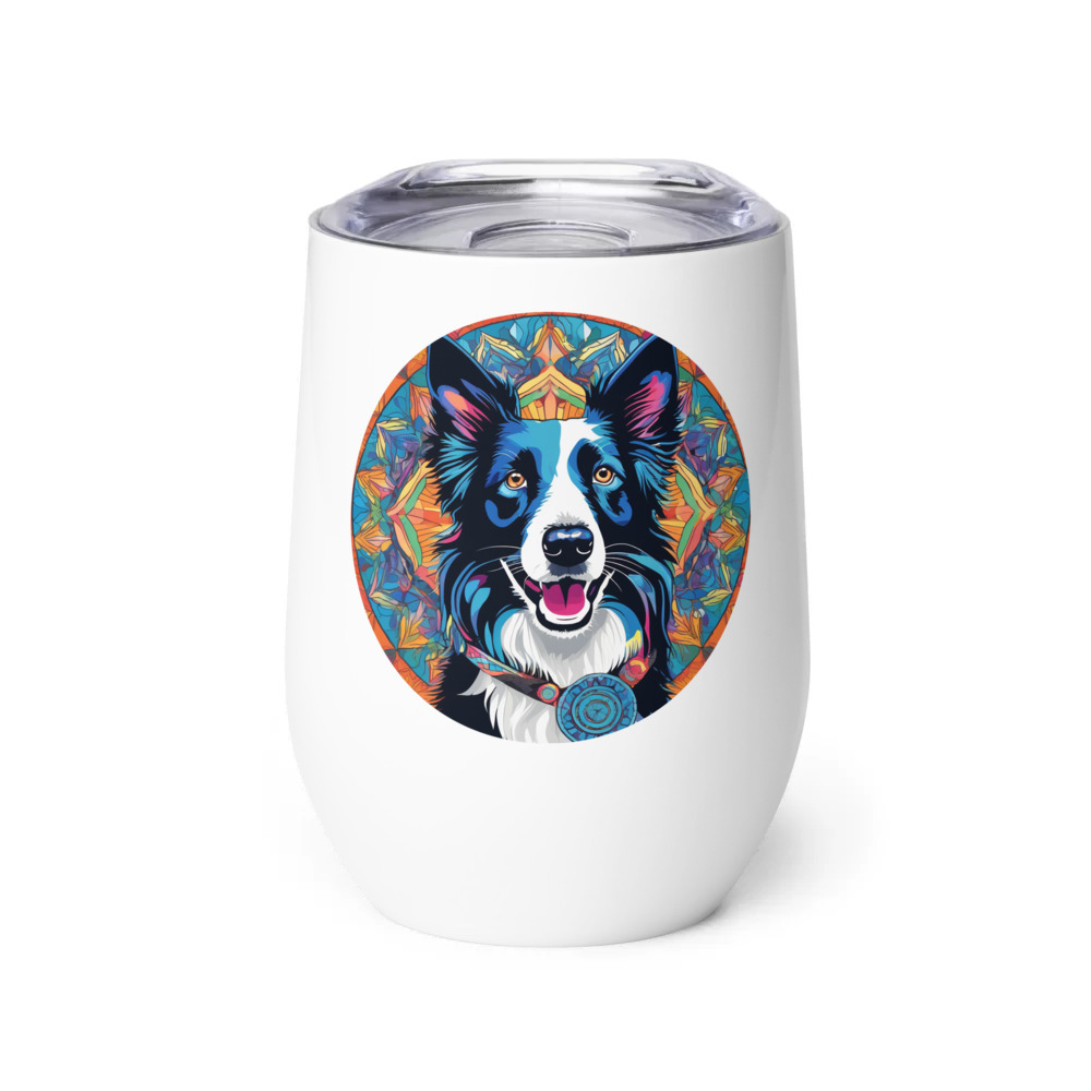 PugMug Custom Border Collie Wine Tumbler