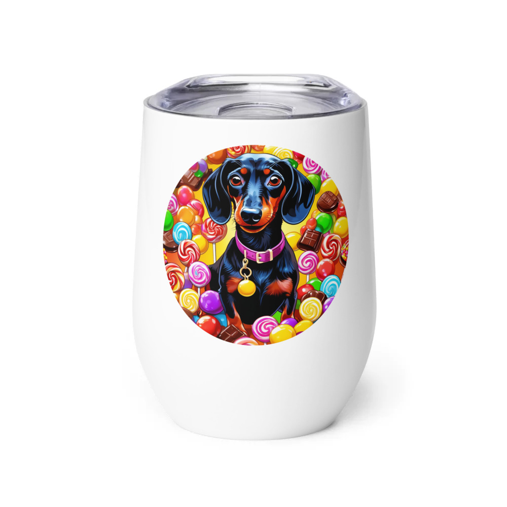 PugMug Custom Black Dachshund Wine Tumbler