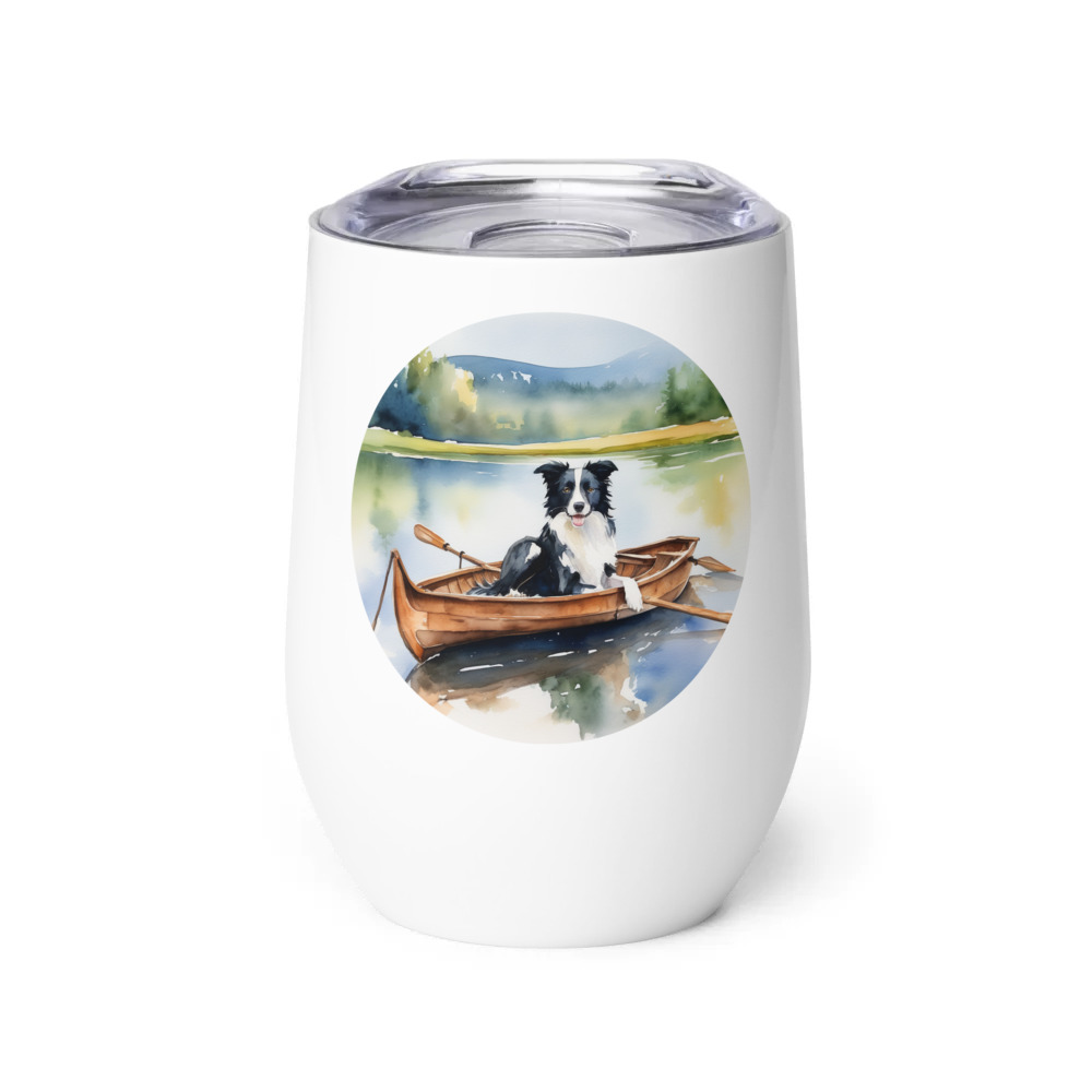 PugMug Custom Border Collie Wine Tumbler