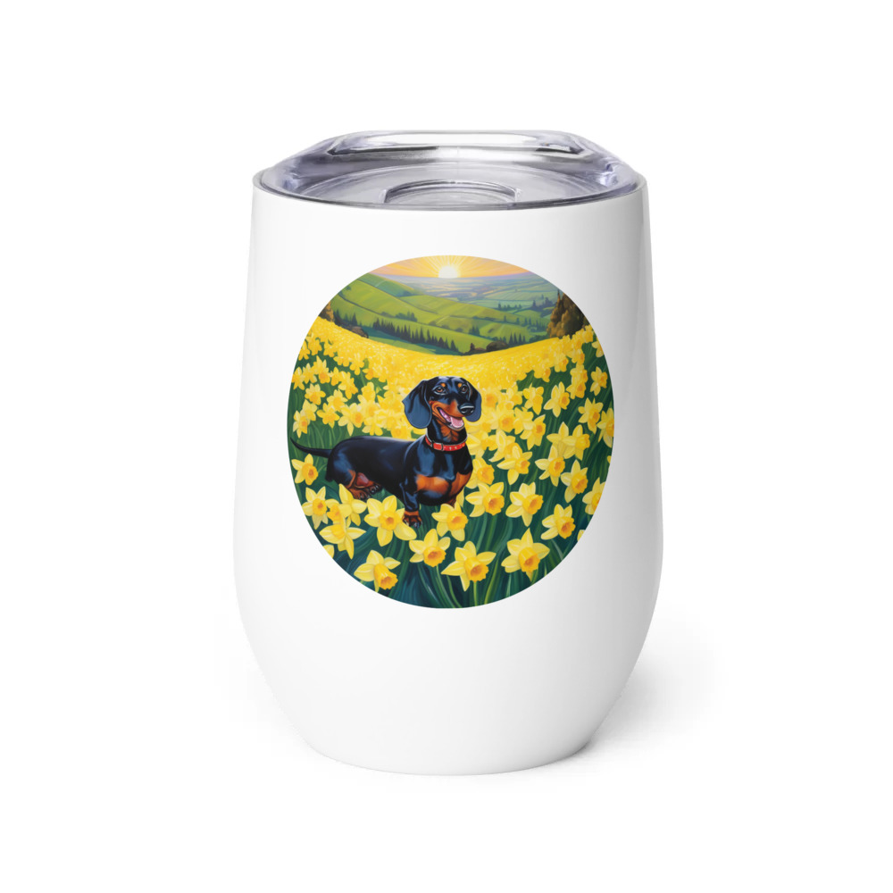 PugMug Custom Black Dachshund Wine Tumbler