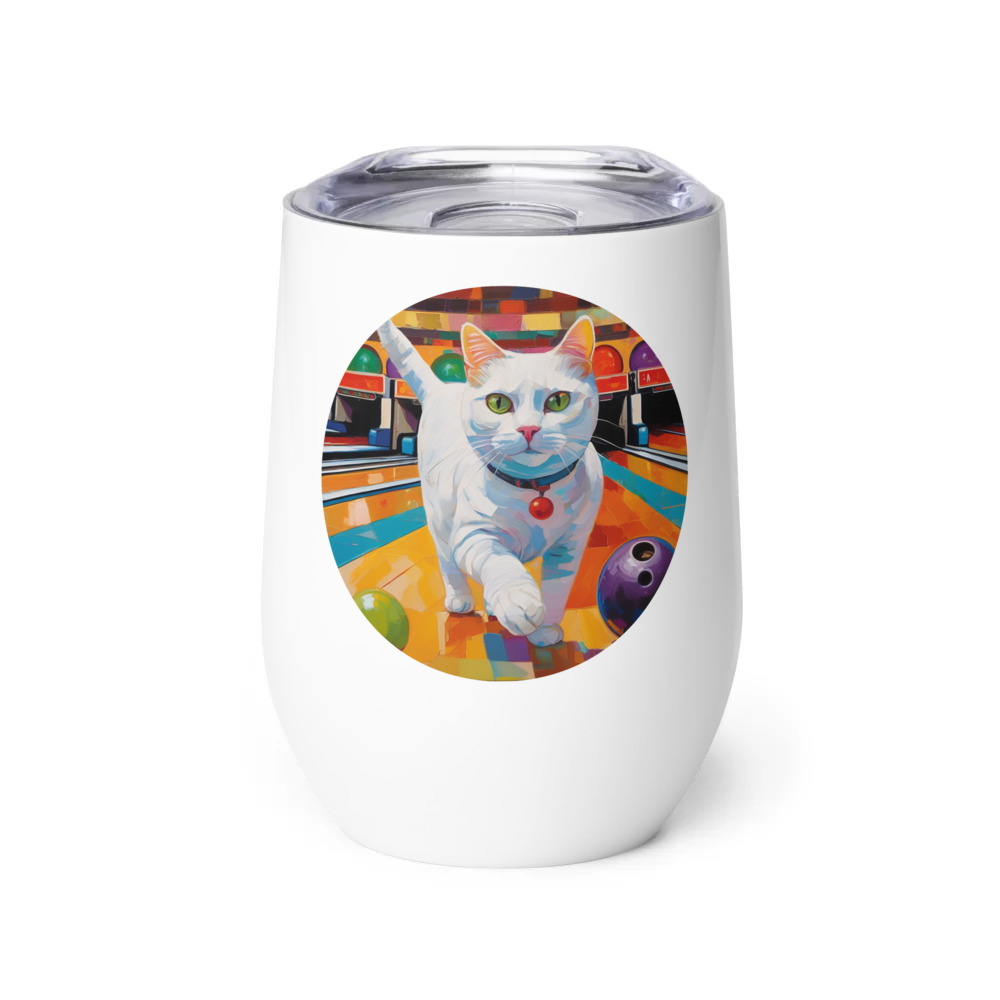 PugMug Custom White Companion Cat Wine Tumbler