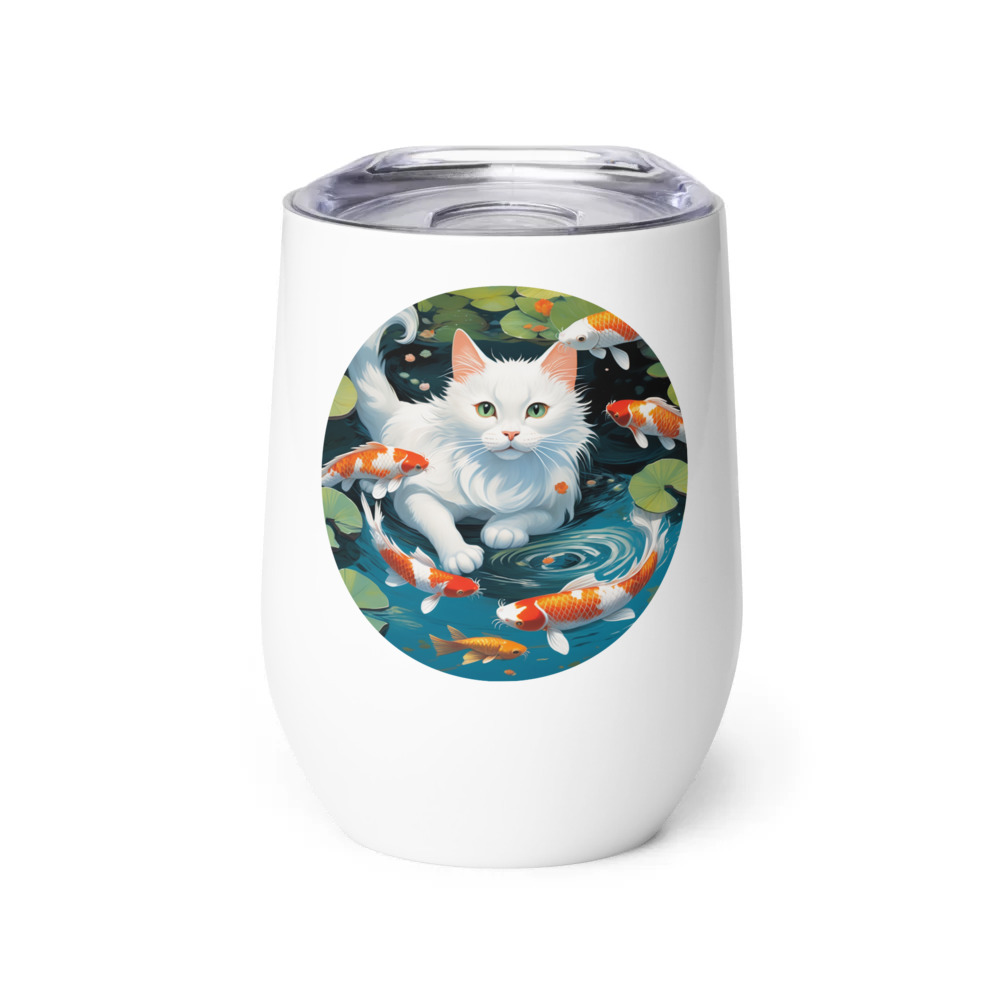 PugMug Custom White Companion Cat Wine Tumbler