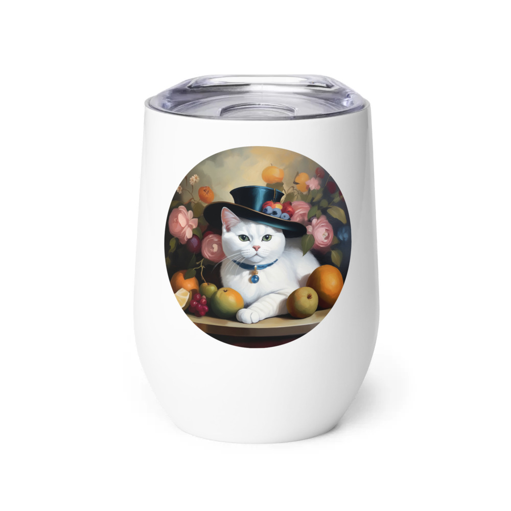 PugMug Custom White British Shorthair Cat Wine Tumbler