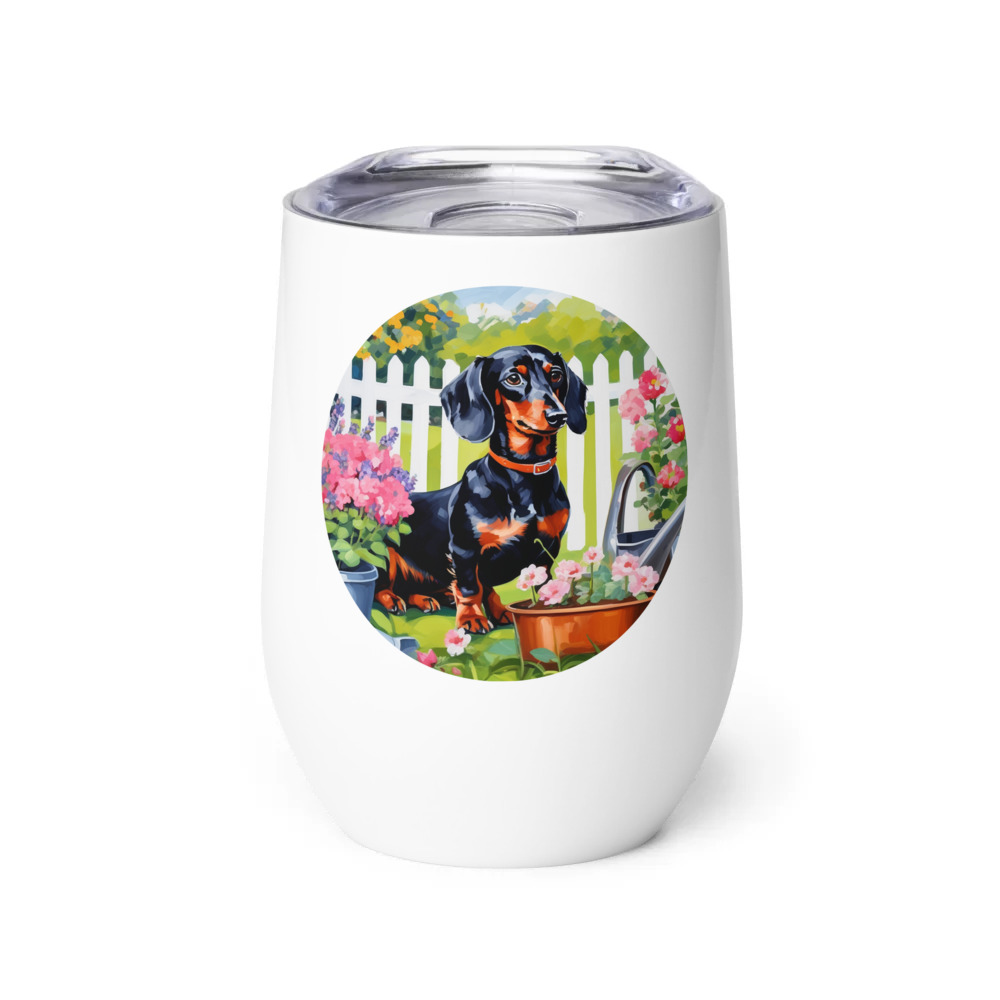 PugMug Custom Black Dachshund Wine Tumbler
