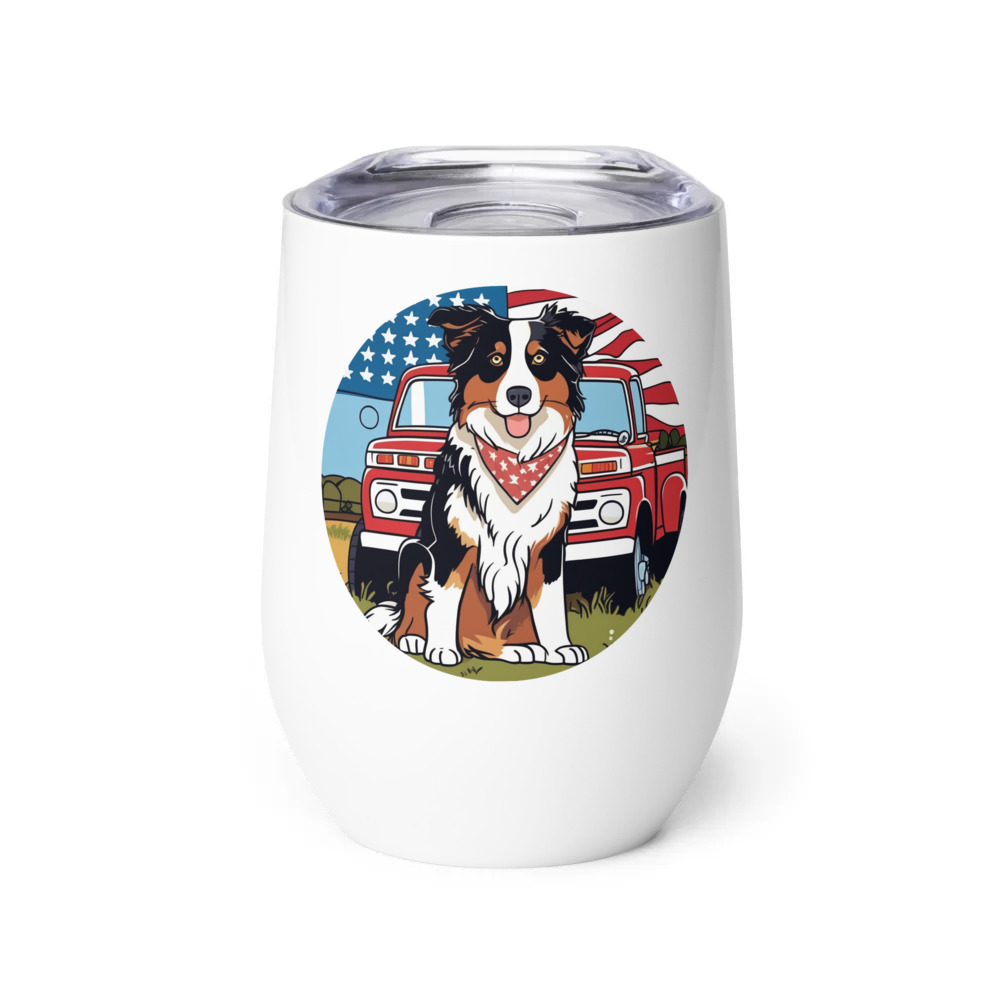 PugMug Custom Australian Shepherd Dog Wine Tumbler