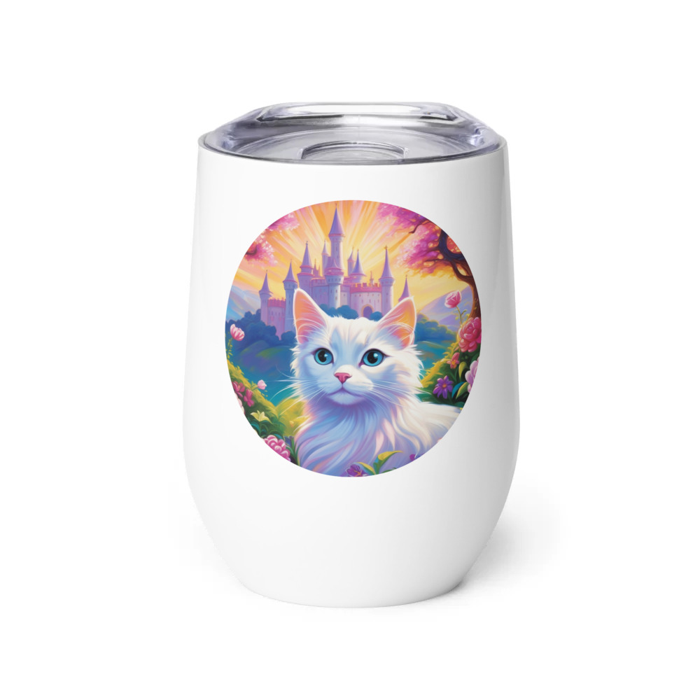 PugMug Custom White Companion Cat Wine Tumbler