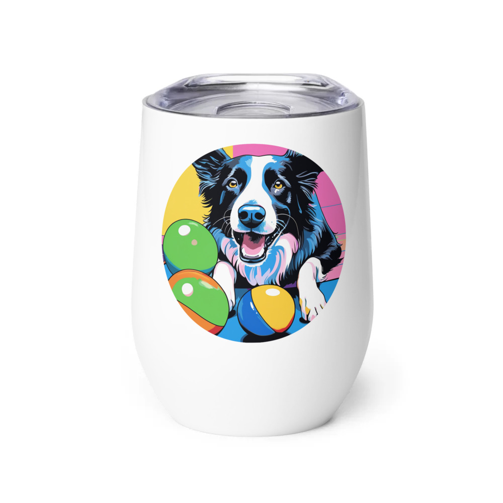 PugMug Custom Border Collie Wine Tumbler