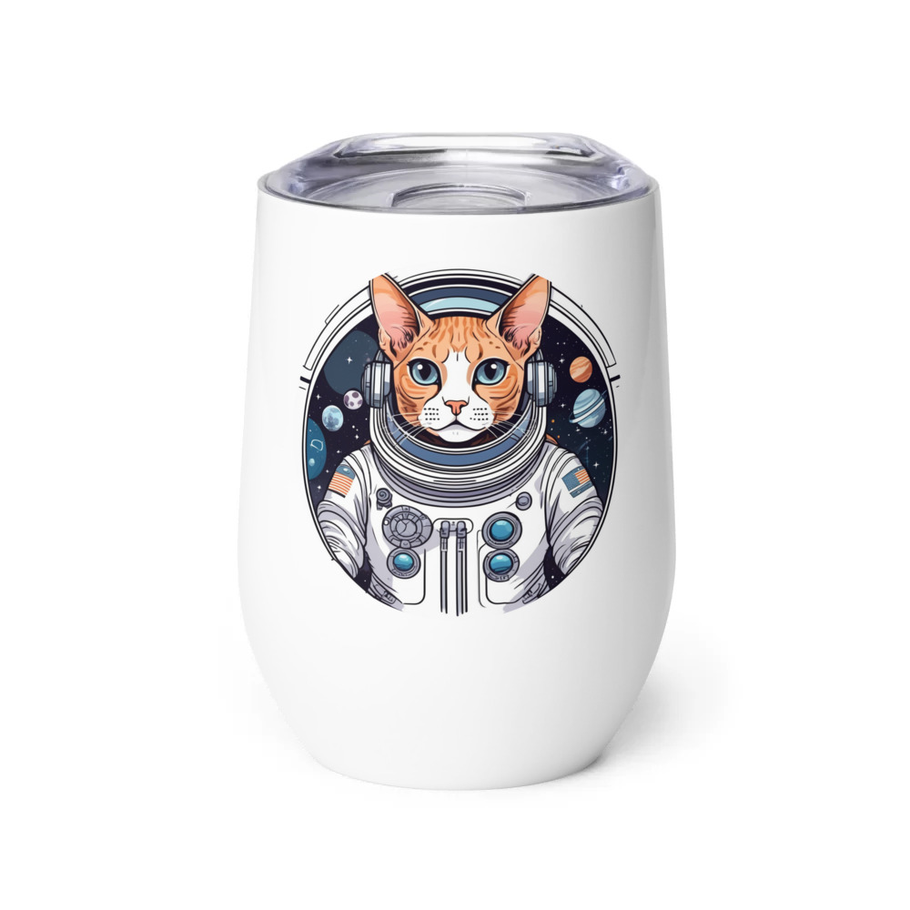 PugMug Custom Tabby Devon Rex Cat Wine Tumbler