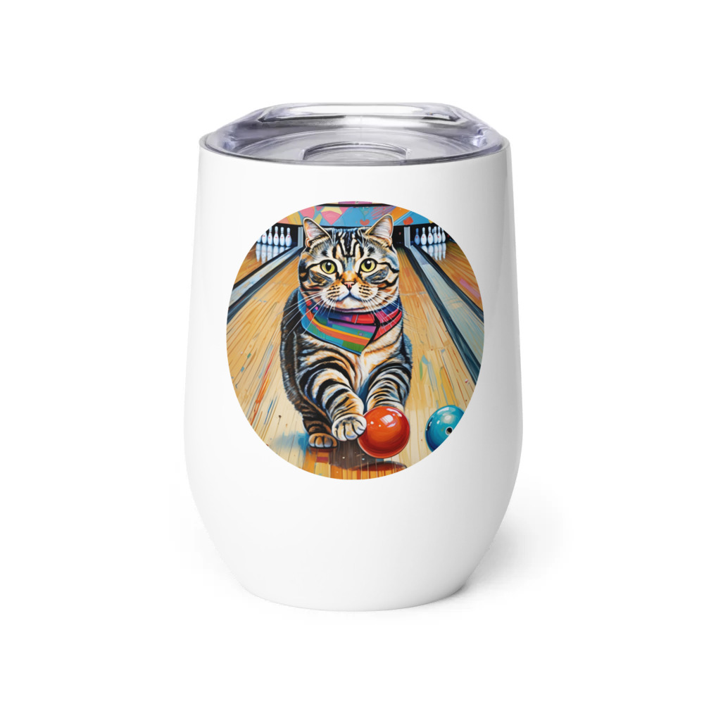 PugMug Custom Tabby Scottish Fold Cat Wine Tumbler