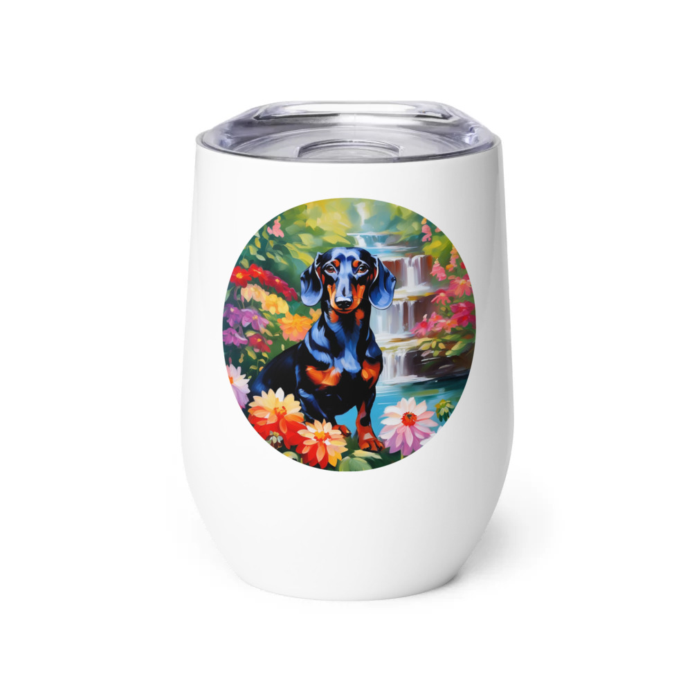 PugMug Custom Black Dachshund Wine Tumbler