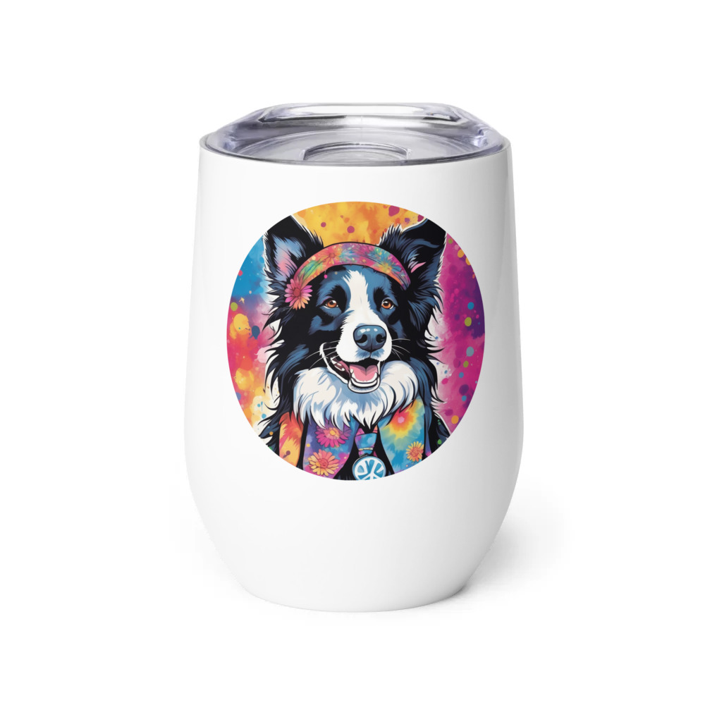 PugMug Custom Border Collie Wine Tumbler
