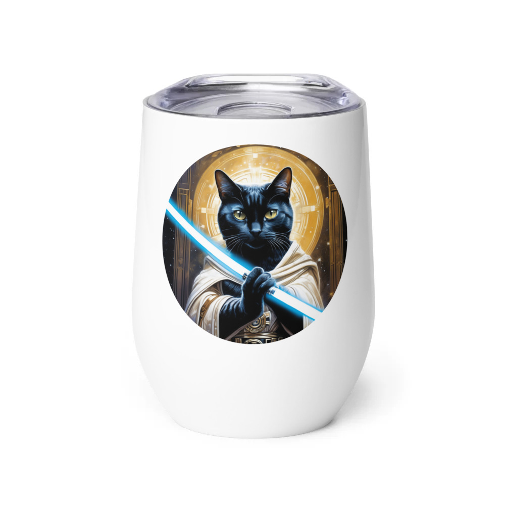 PugMug Custom Black American Shorthair Cat Wine Tumbler