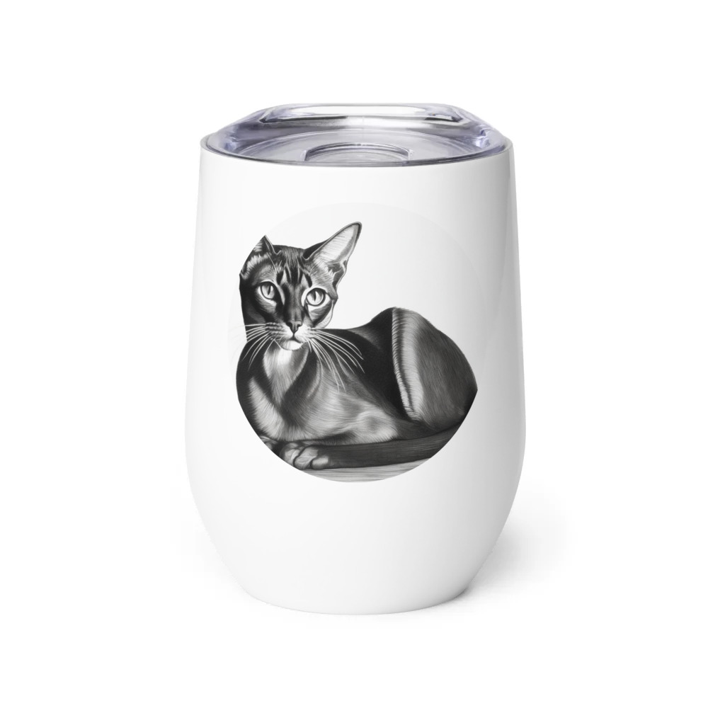 PugMug Custom Black Abyssinian Cat Wine Tumbler