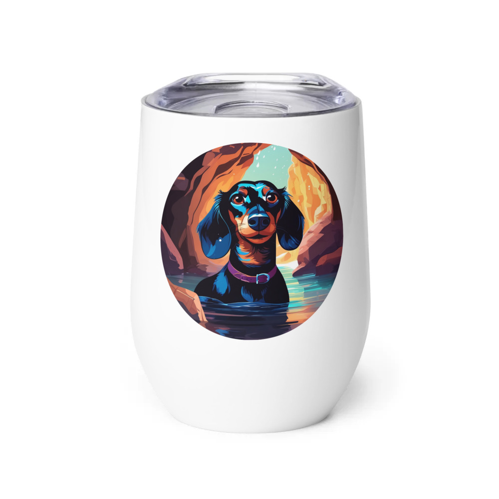 PugMug Custom Black Dachshund Wine Tumbler