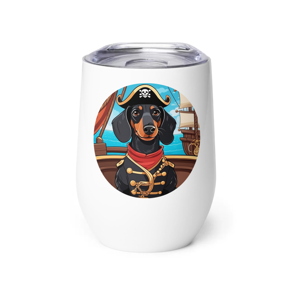 PugMug Custom Black Dachshund Wine Tumbler