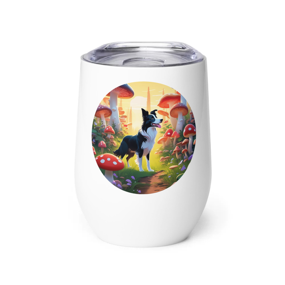 PugMug Custom Border Collie Wine Tumbler