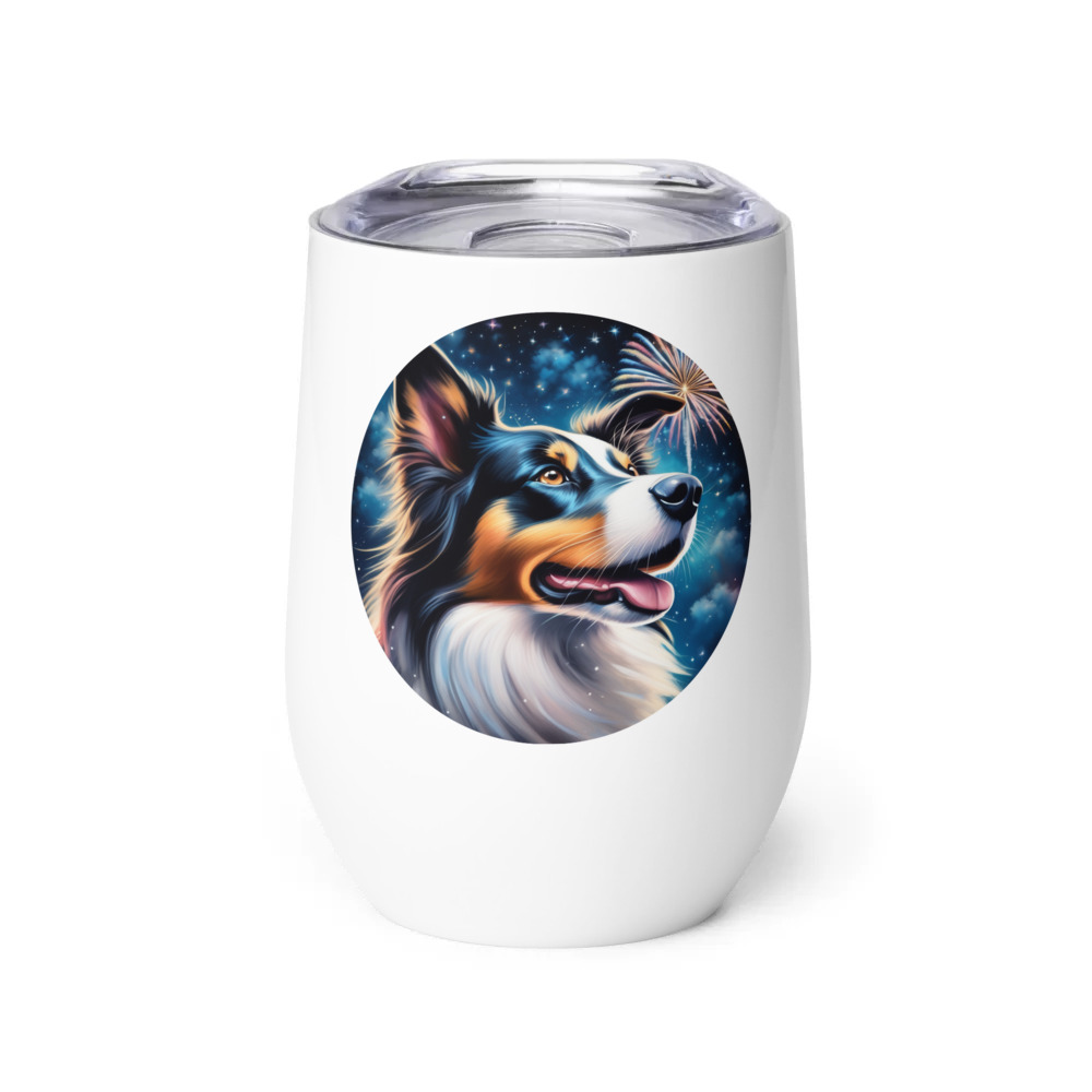 PugMug Custom Border Collie Wine Tumbler
