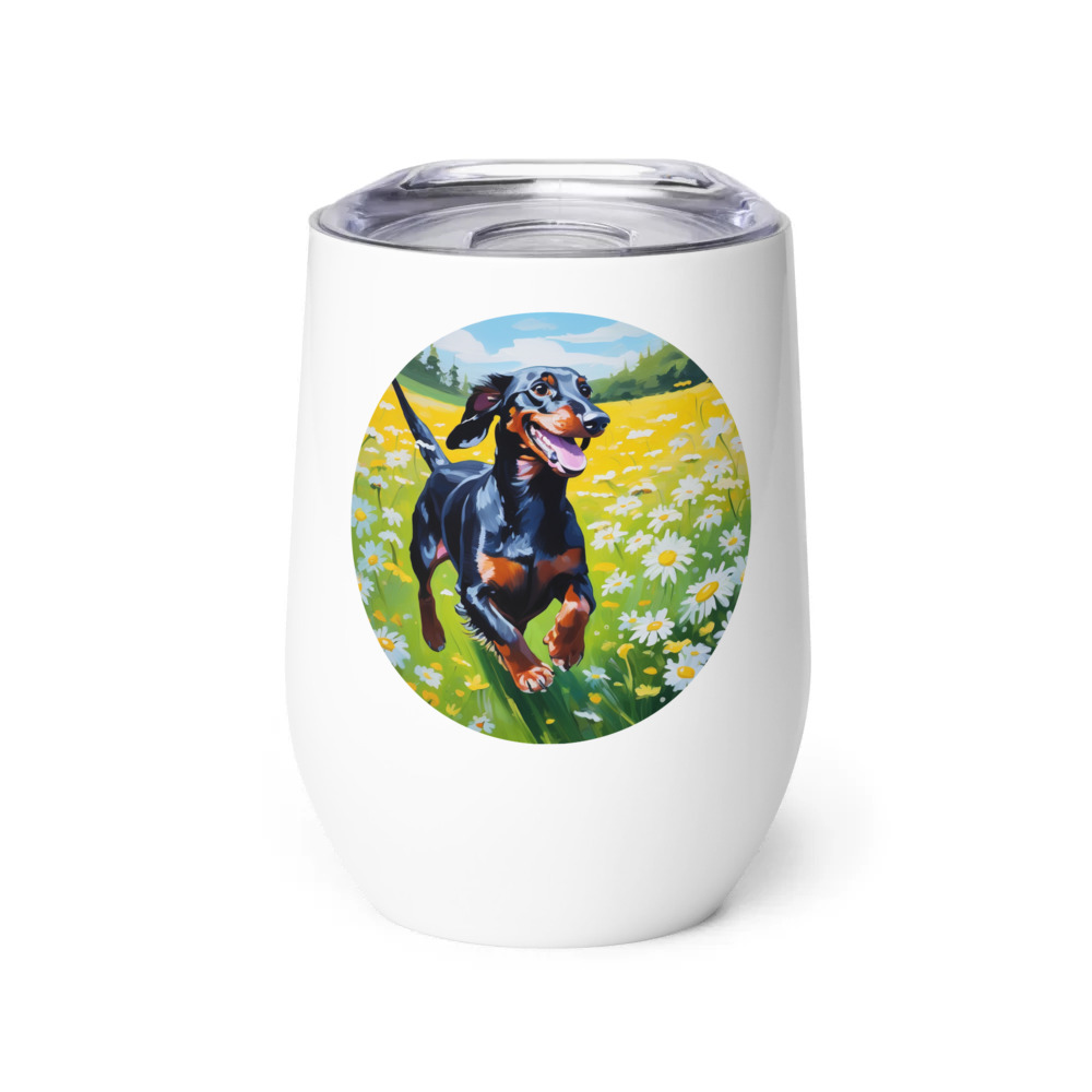 PugMug Custom Black Dachshund Wine Tumbler