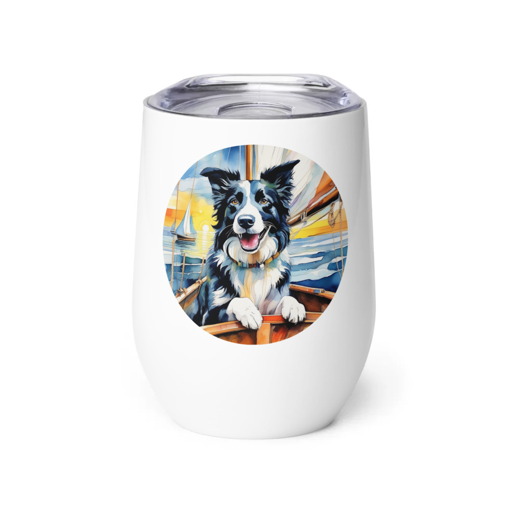 PugMug Custom Border Collie Wine Tumbler