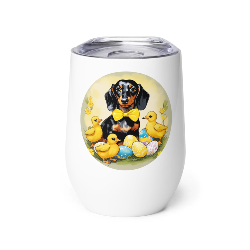 PugMug Custom Black Dachshund Wine Tumbler