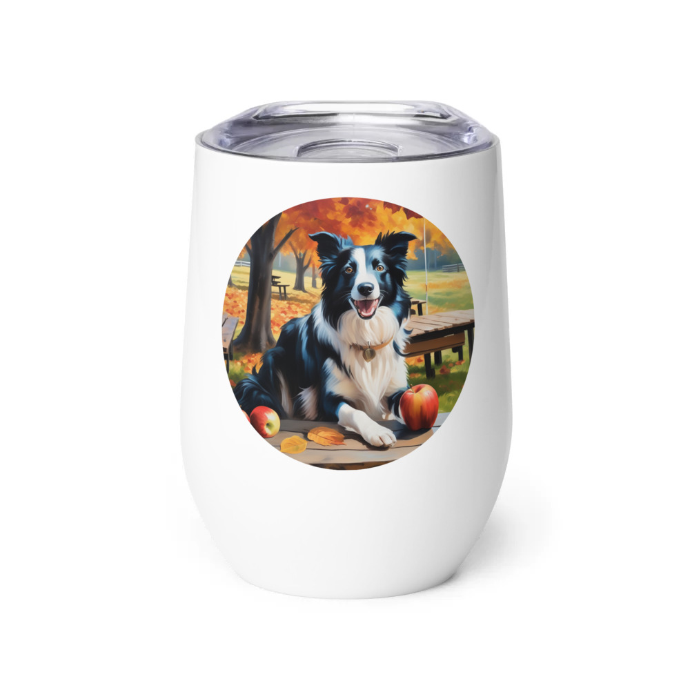 PugMug Custom Border Collie Wine Tumbler