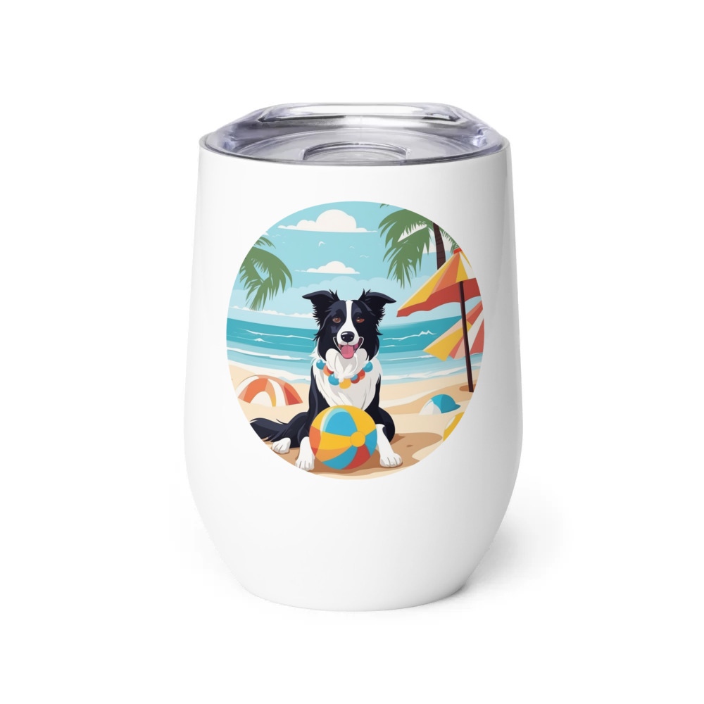 PugMug Custom Border Collie Wine Tumbler