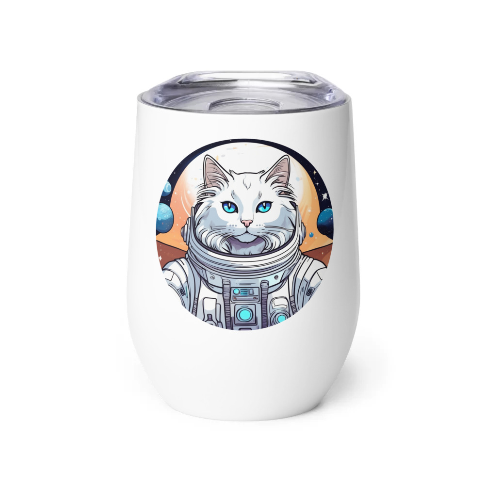 PugMug Custom White Ragdoll Cat Wine Tumbler