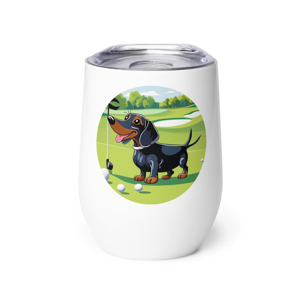 PugMug Custom Black Dachshund Wine Tumbler