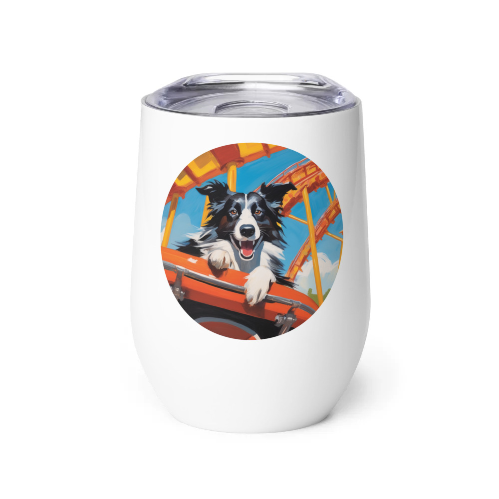 PugMug Custom Border Collie Wine Tumbler