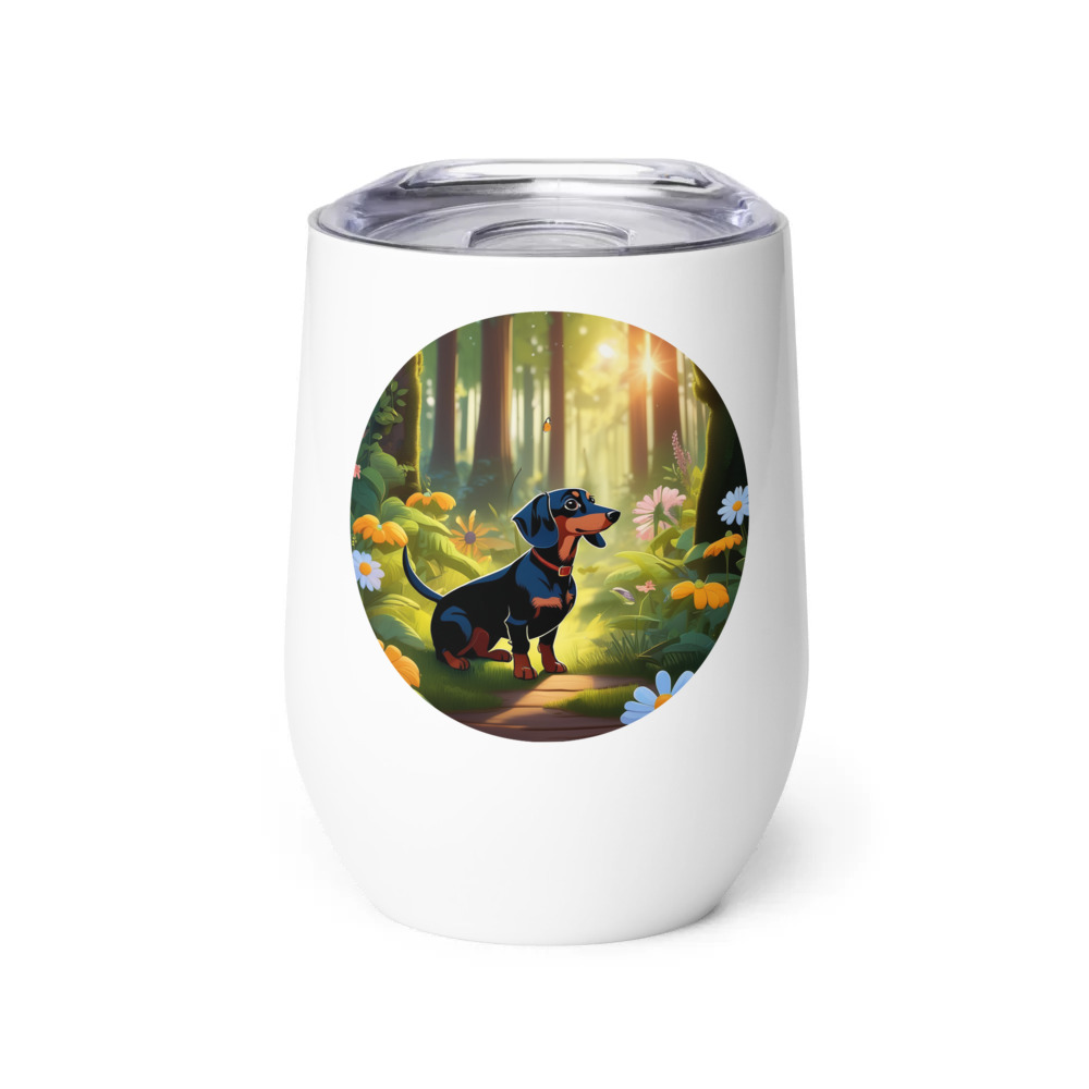 PugMug Custom Black Dachshund Wine Tumbler