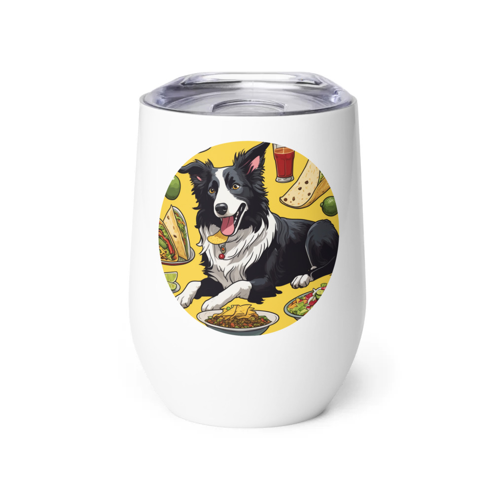 PugMug Custom Border Collie Wine Tumbler
