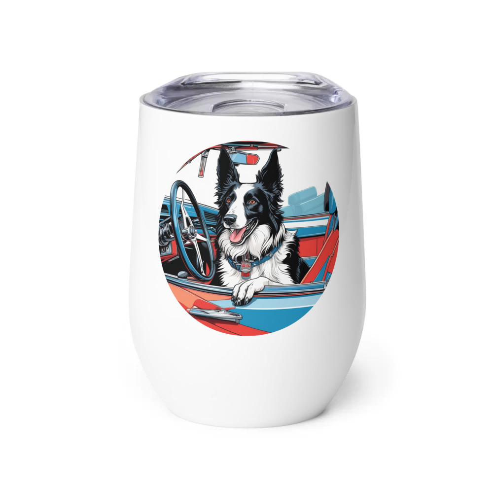 PugMug Custom Border Collie Wine Tumbler