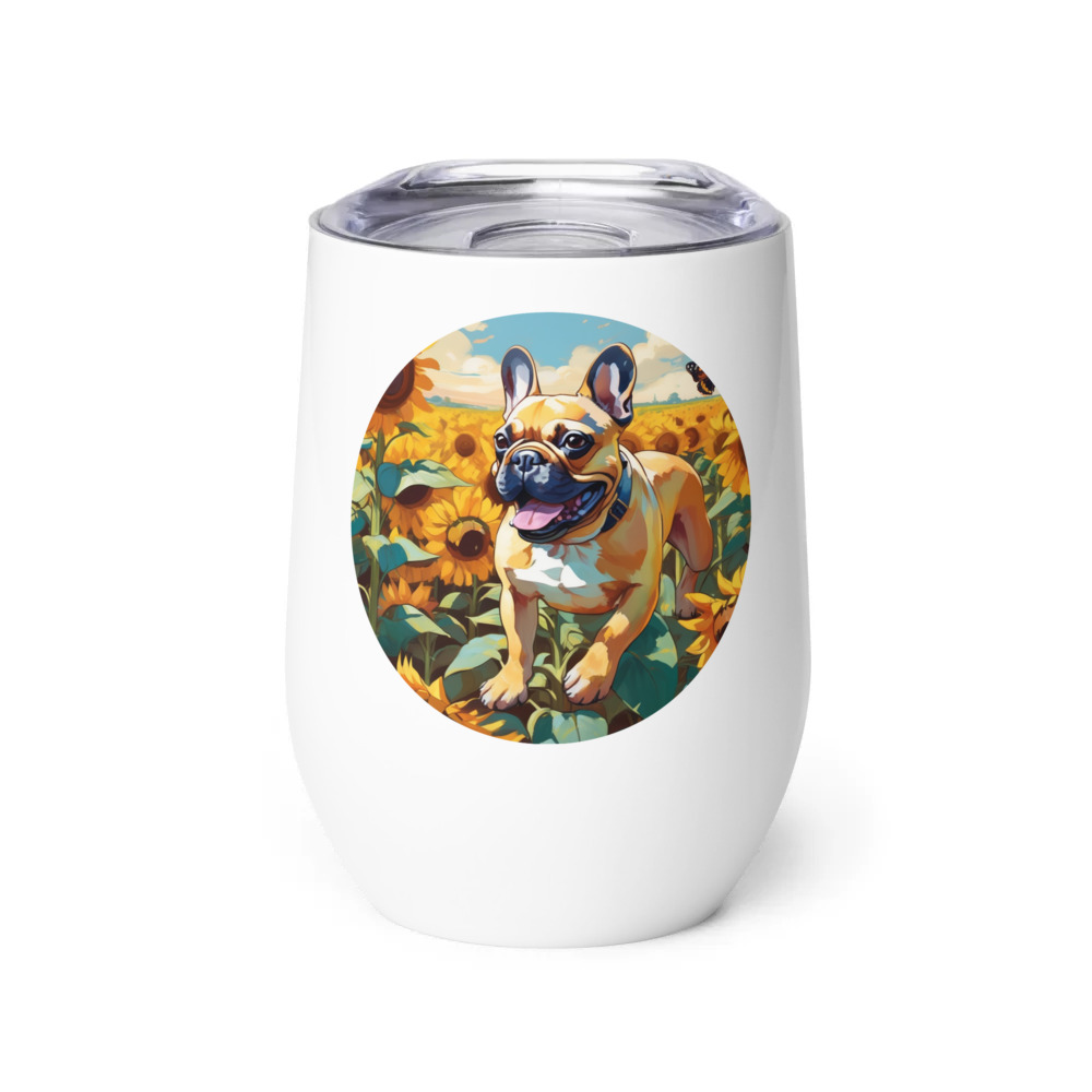 PugMug Custom Tan French Bulldog Wine Tumbler
